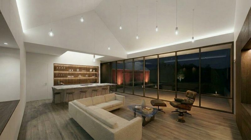 Barn-Inspired Bliss — great room at dusk