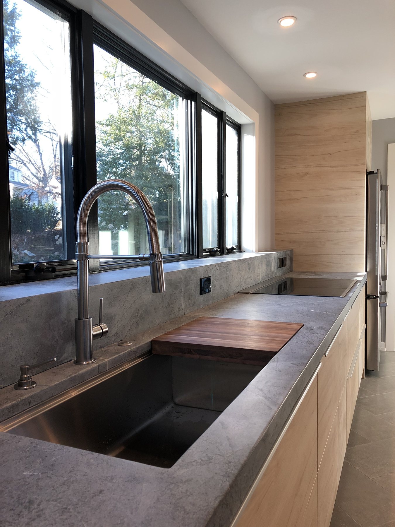 The kitchen sink and window before the renovation