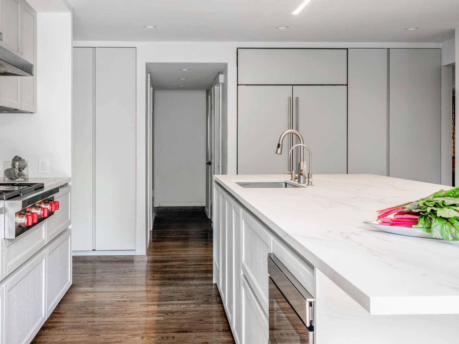 The same line of the house, now the kitchen, looking back toward that corridor