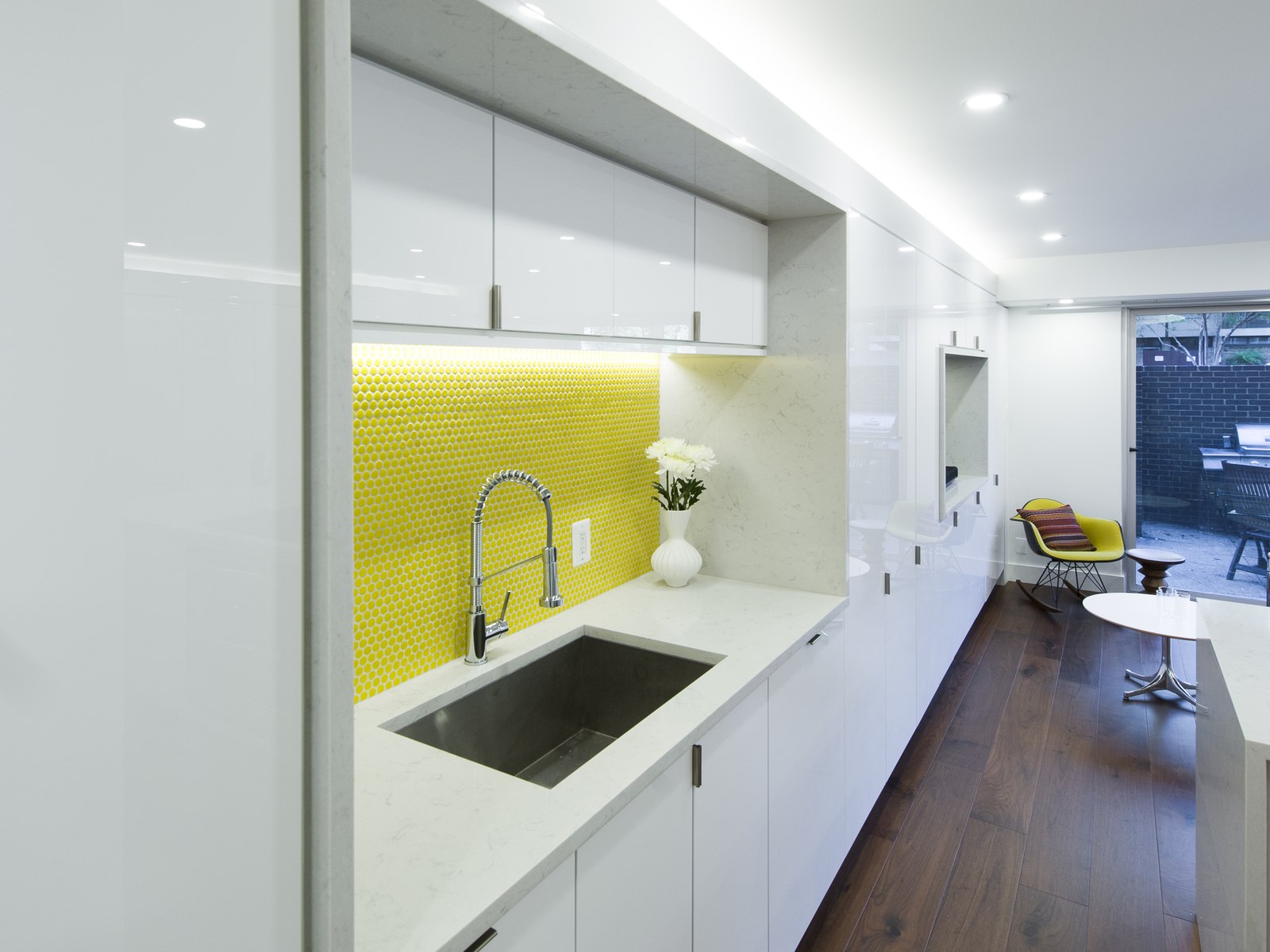 The same cabinets salvaged and reset into the new kitchen